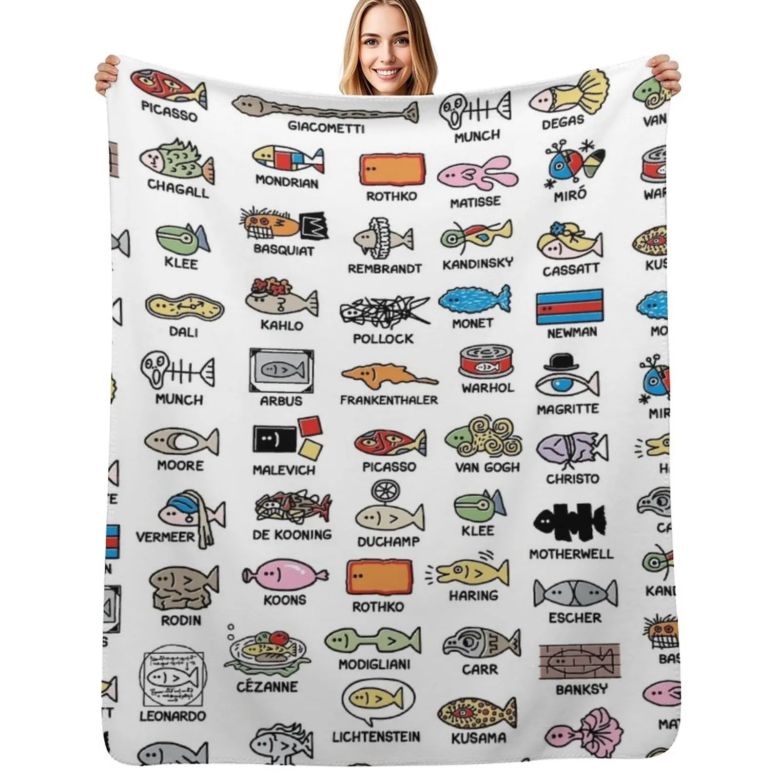 art school of fish (composite) Throw Blanket Long Lasting Soft Plush Blanket for Daily Use
