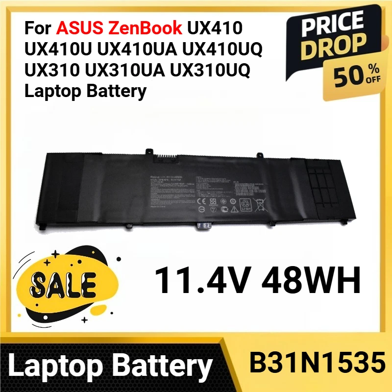 

B31N1535 11.4V 48WH For ASUS ZenBook UX410 UX410U UX410UA UX410UQ UX310 UX310UA UX310UQ Laptop Battery