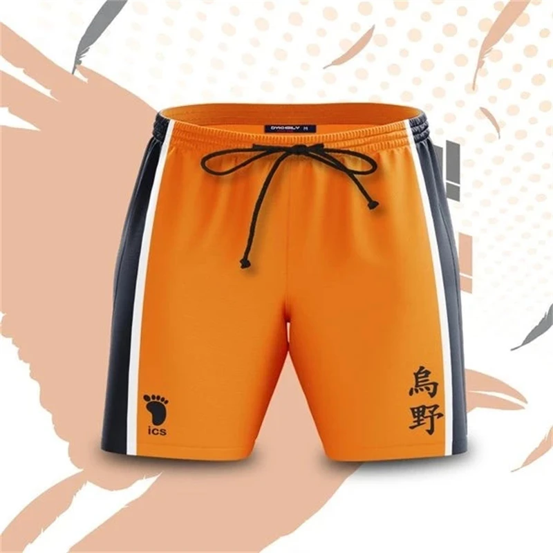 Summer Vacation Men's Cartoon Anime Haikyuu Print Drawstring Waist Board Shorts Fashion 3D Print Breathable Kids Street Shorts - Image 4