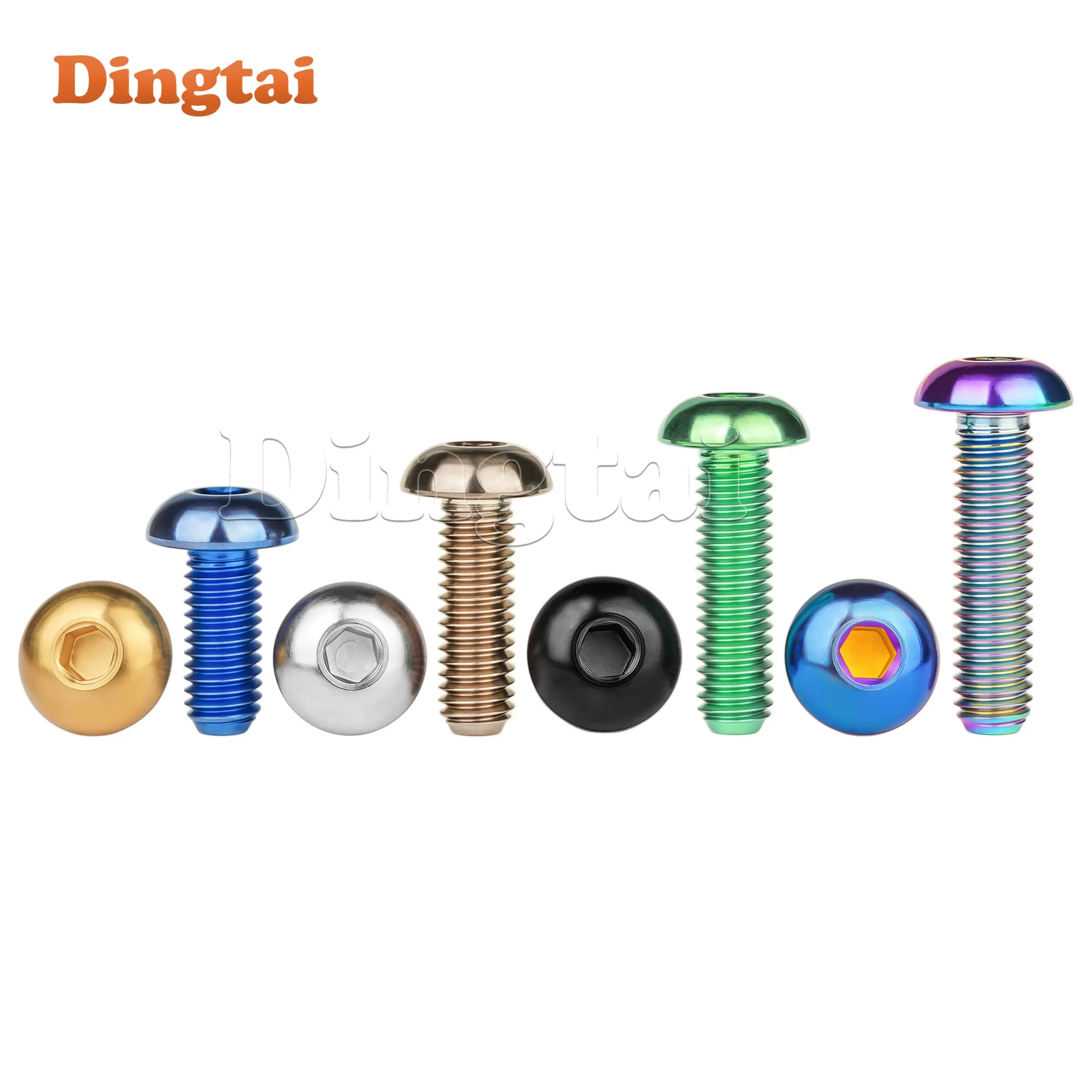 Dingtai Titanium Bolt 10PCS M5/M6x8 10 12 15 16 18 20 25 30 มม.ปุ่ม Hex Allen หัวสกรูสําหรับรถจักรยานยนต์รถอะไหล่