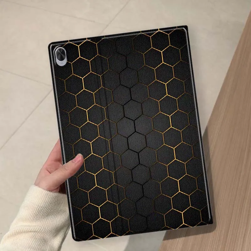 Golden Hexagon Pattern For Huawei MediaPad 11 M5 M6 ES Pro M5Lite Honor Pad V7 V8 X7 X8 X9 GT Pro Tab Tablet Case Soft