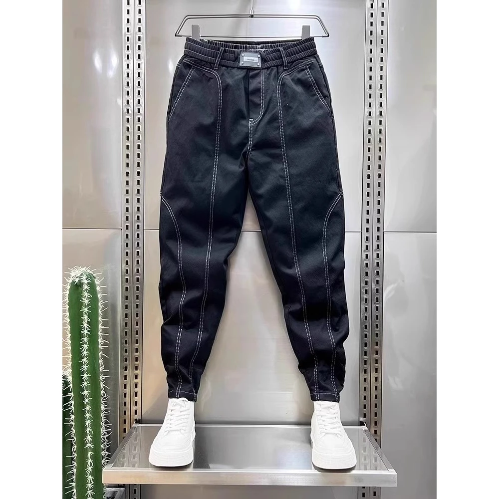 

Большие размеры 300, повседневные брюки в американском стиле, мужские осенне-зимние прямые брюки Харлан, маленькие брюки для рабочей одежды