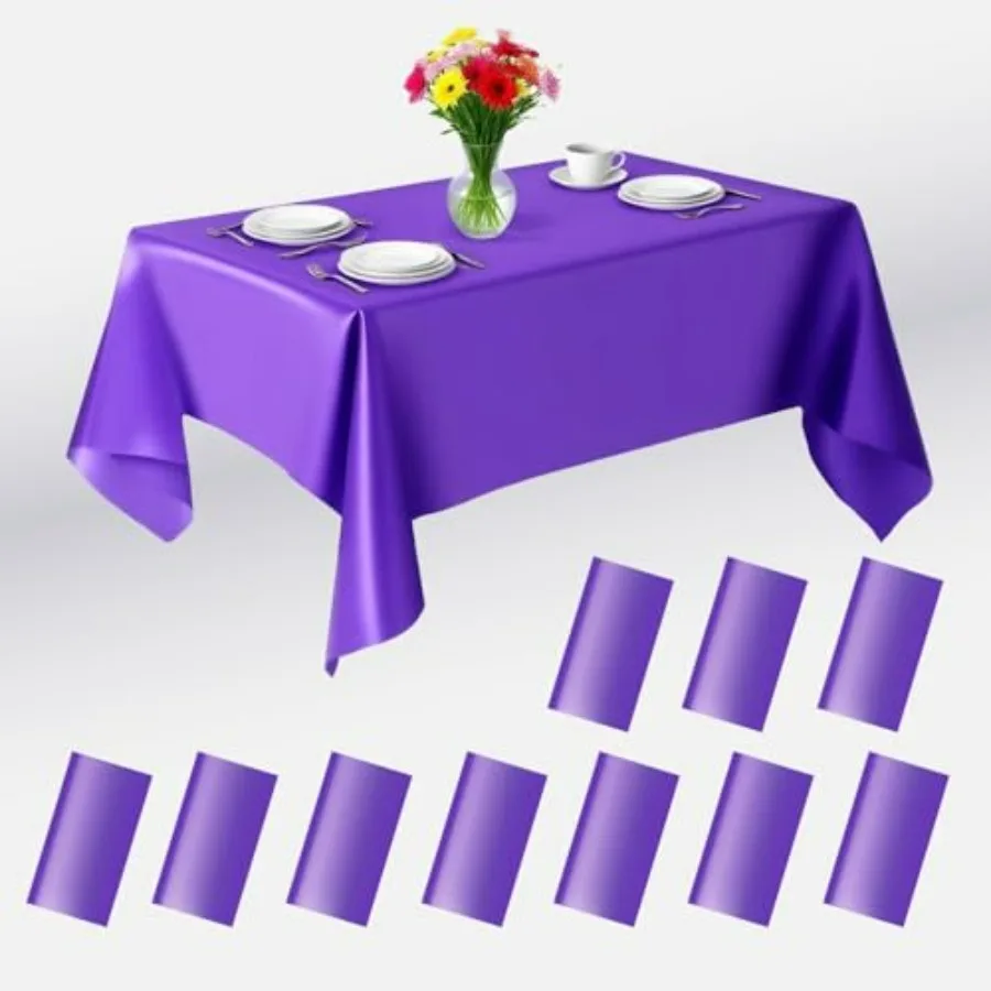 

Элегантные прямоугольные скатерти из шелка виноградного цвета, 10 штук, 60 x 126 дюймов, для столов длиной 8 футов, многоразовые, прочные, устойчивые к сминанию, моющиеся.