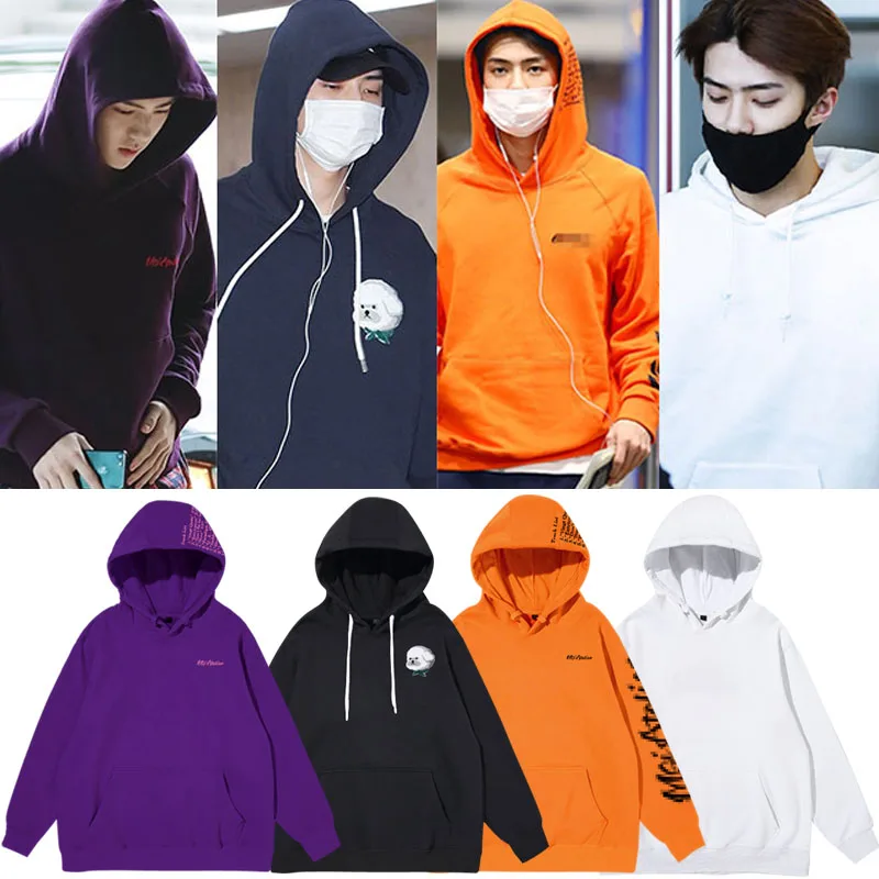 

Худи EXO Sehun Street Sle с принтом, свободный крой, осенне-зимний свитшот, женская модная одежда, мужская повседневная одежда