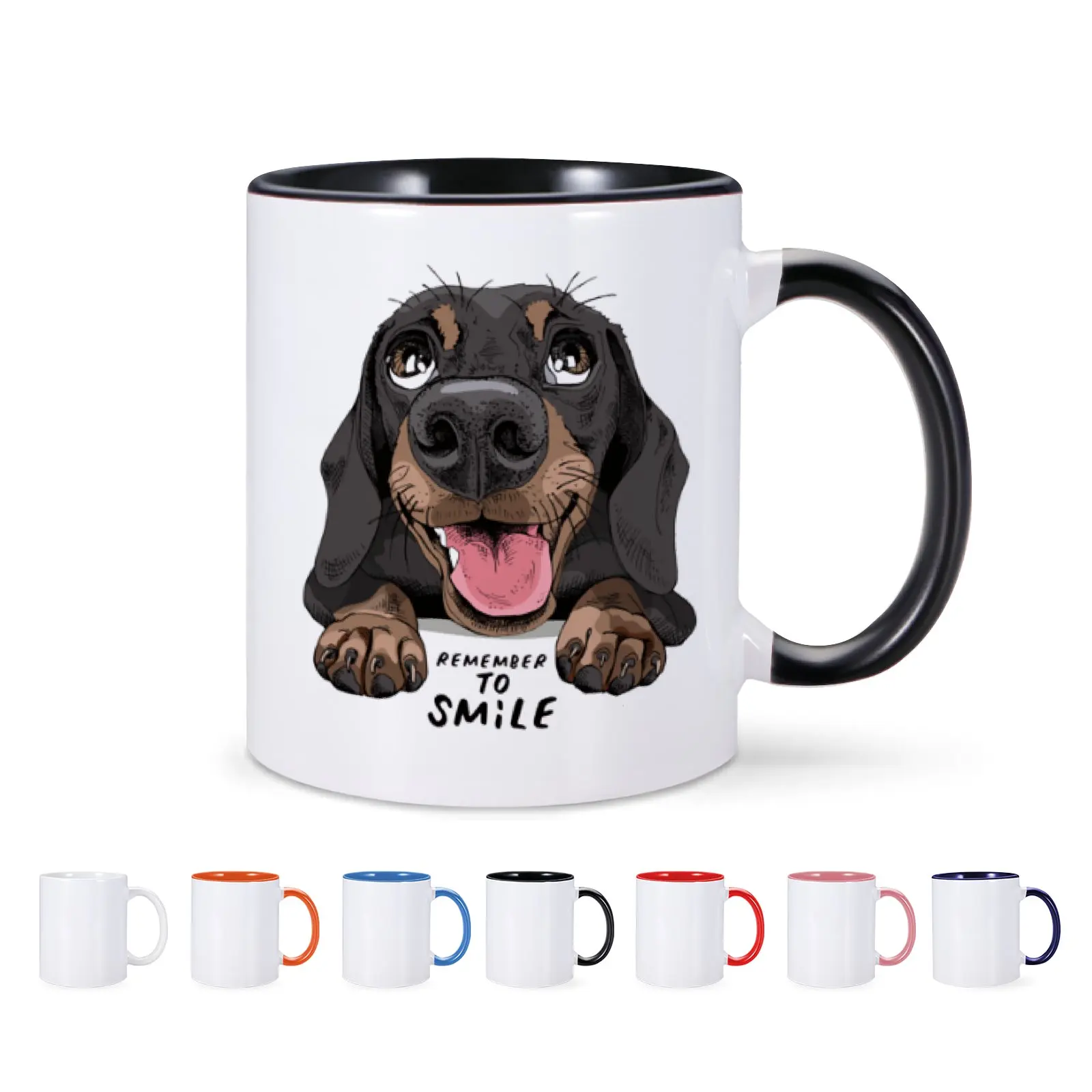 Funny Dachshund Coffee Mug Remeber To Smile Tea Cup Best Pet Gift For Dog Mom Dad Dachshund Lover Owner Gifts11 oz Novelty Mug