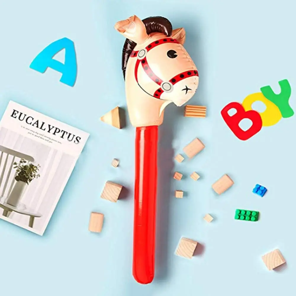 DIY Party Decor Playing Game Horse Head Stick Inflatable Toys Ride-on Animal Kids Horse Riding