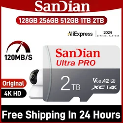 Sandian Micro TF SD Card 2TB 1TB SD Card 512GB Class10 High Speed Meomory Card 128GB Driving Recorder Cameracartão De Memória