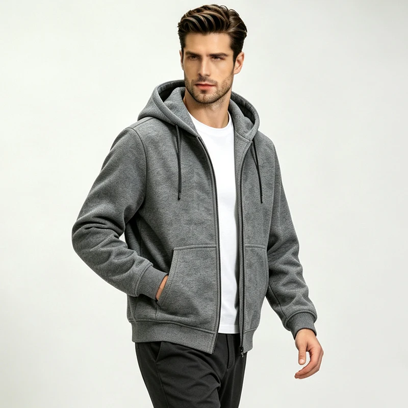 Men Oversized Hooded Sweatshirt Outer Jackets Men Seasonal Daily Loose Pullover Tops Men Soft Thick Knitted Hooded Sweatshirts