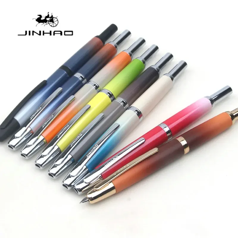 

JINHAO 10, промо-пресс, перьевая ручка, выдвижное EF/F, металлическое перо, многоцветный серебряный зажим, школьные принадлежности, канцелярские принадлежности