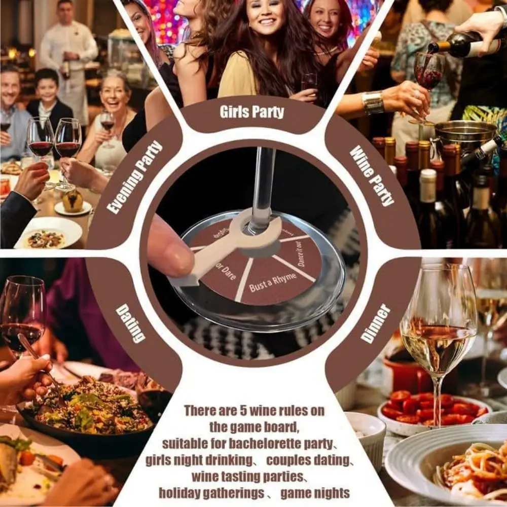

6/12/24Pcs Wine Not Spin Drink Roulette Removable Portable Wine Not Spin-Fun Drinking Games Easy To Clean Reusable