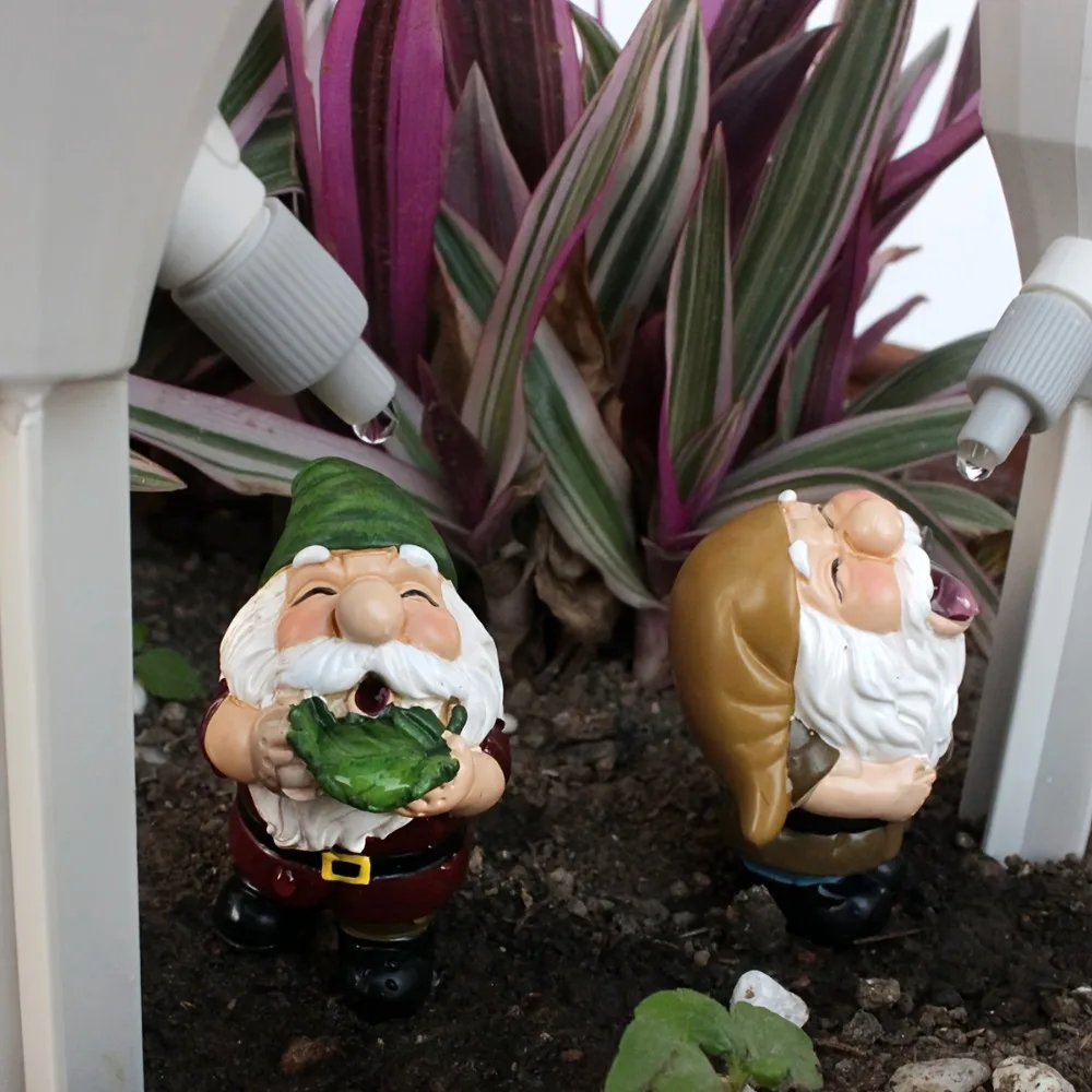 Rural Retro Dwarf Waterer Ornament with 3D Water Storage Waterproof and Sun resistant for Courtyard, Flower Garden, Balcony