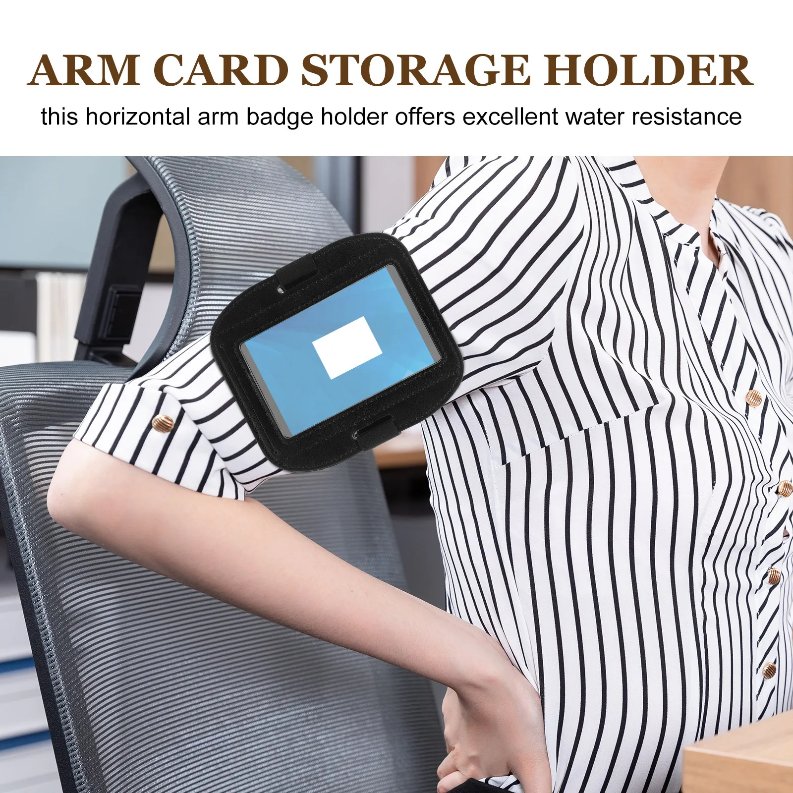 

Horizontal Waterproof Arm Card Holder Transparent Id Badge Sleeve for Outdoor Workplaces Team Identification Security Access