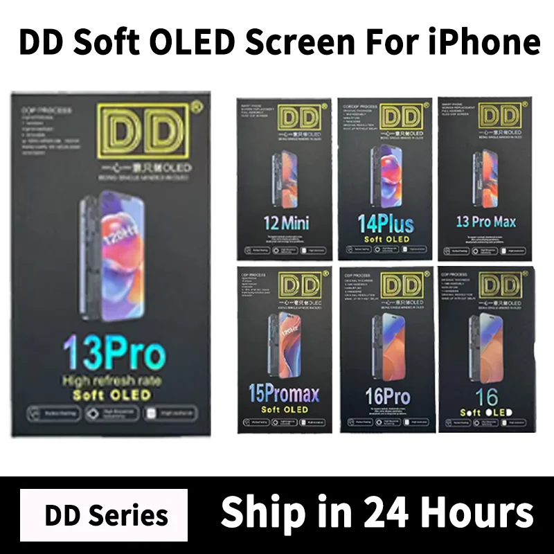DD Hard Soft OLED LCD Display Touchscreen für iPhone 12 13 14 15 16 17 Pro Max Plus Mini Serie Bildschirm-Ersatz