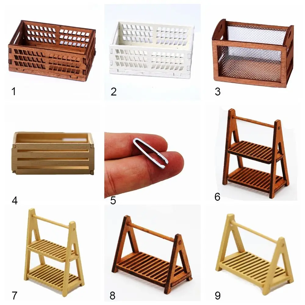 Boîte de rangement multicolore pour maison de poupée, meubles, accessoires de poupée, étagère Miniature en bois, modèle de scène de jardin féerique