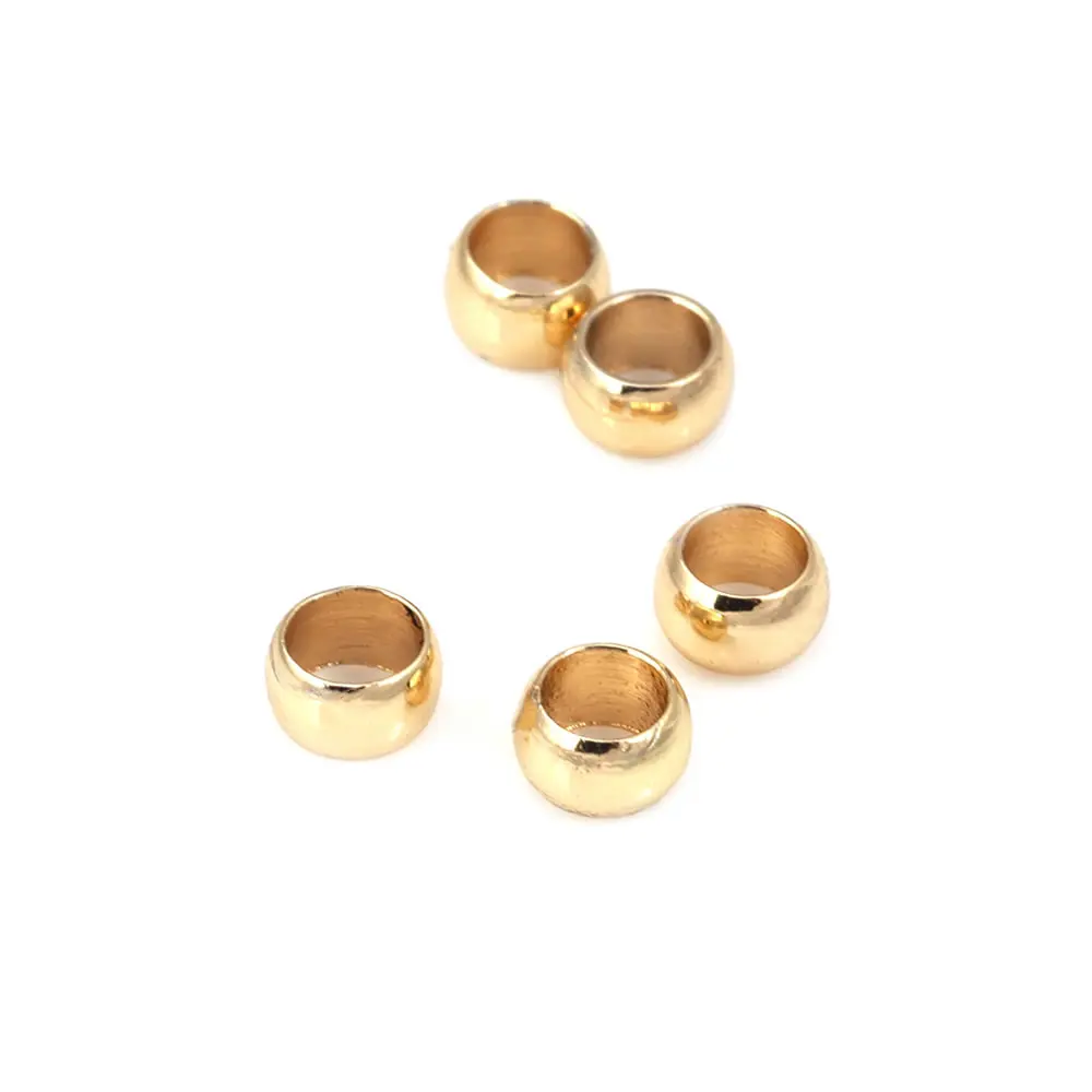30PCS 4x2MM 6x5MM 18K Gold Color Brass Large hole Spacer Beads Bracelet Beads Jewelry Making Supplies Diy Findings Accessories