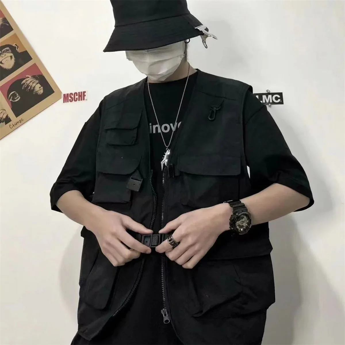 Summer Men Tactical Vest Coat Casual Photographer Waistcoat Mesh Work Sleeveless Multi Pockets Jacket Tools Pocket Cargo Vest