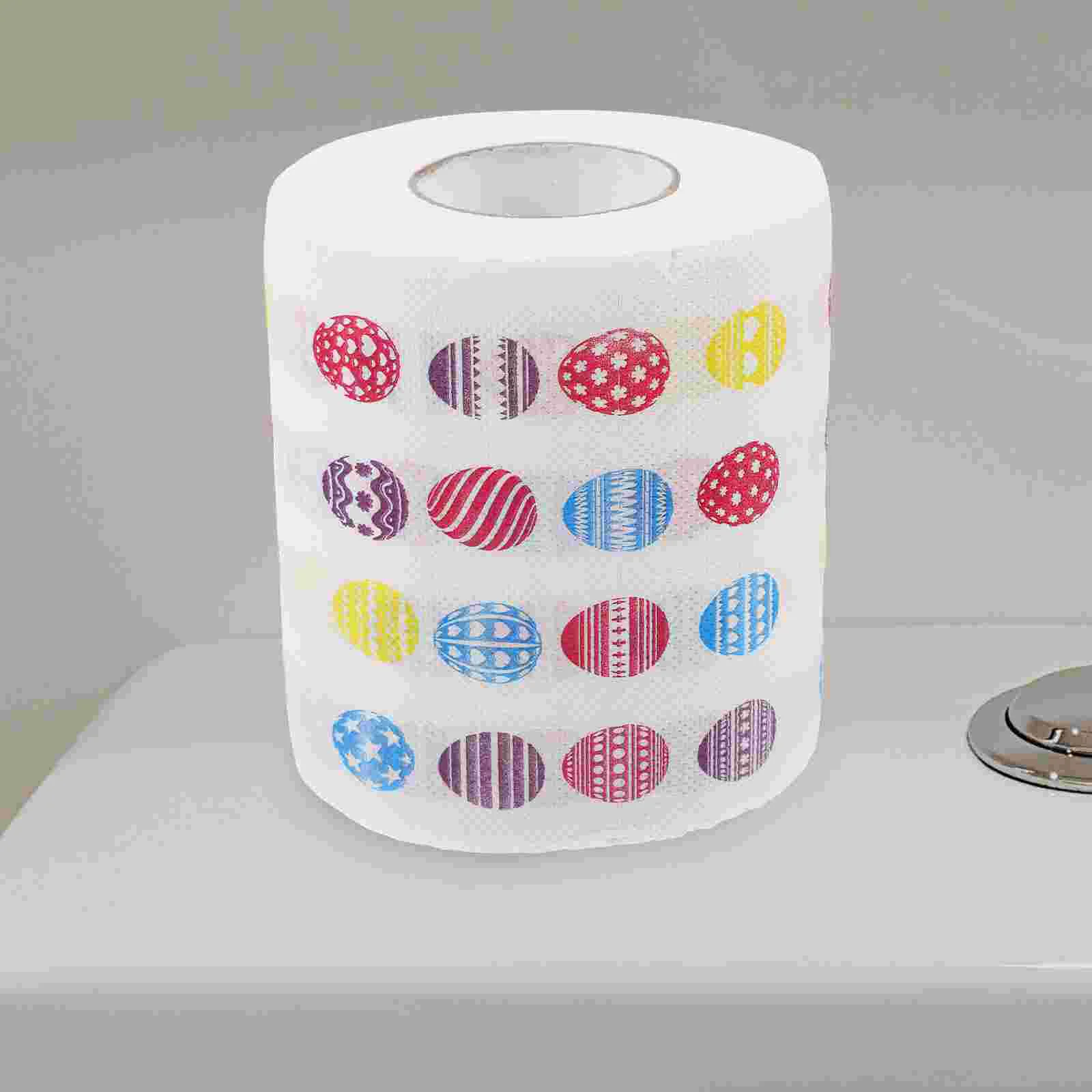 2 Rolls Easter Egg Paper Toilet with Designs Joke Tissue Black Floral Rolling Bath Towel