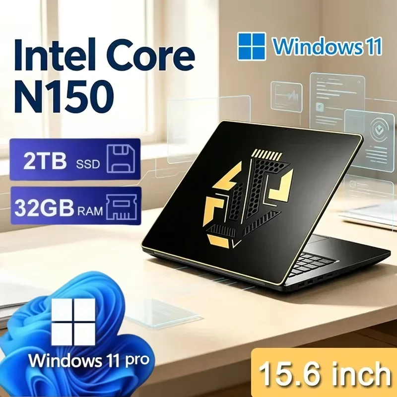 2026 15.6 inch Laptop Intel Core N150 32GB 2TB Ultra Slim Office Study Computer PC Windows 11