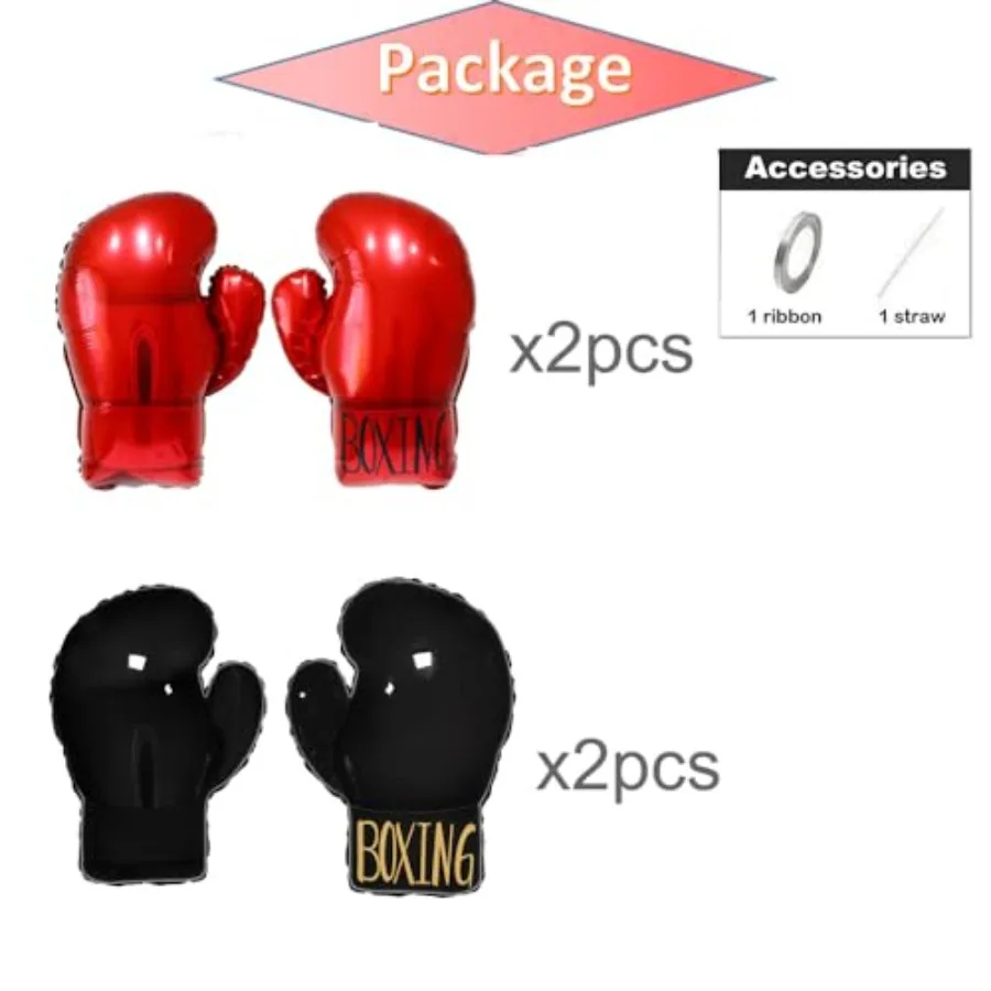 Décorations de fête d'anniversaire de boxe, gants de boxe rouges et noirs, ballons en aluminium, fournitures de fête, ballons boxer pour garçons et hommes, naissance