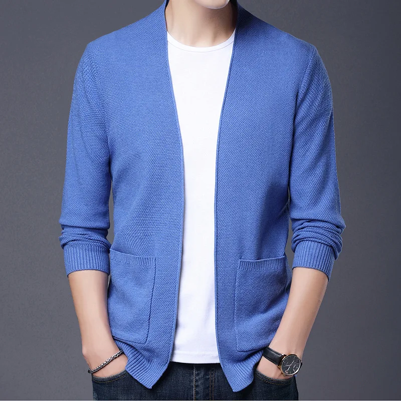 

Autumn and Winter New Solid Color Cinnamon Needle Cardigan Men's Buttonless Simple Fashion Cardigan Sweater