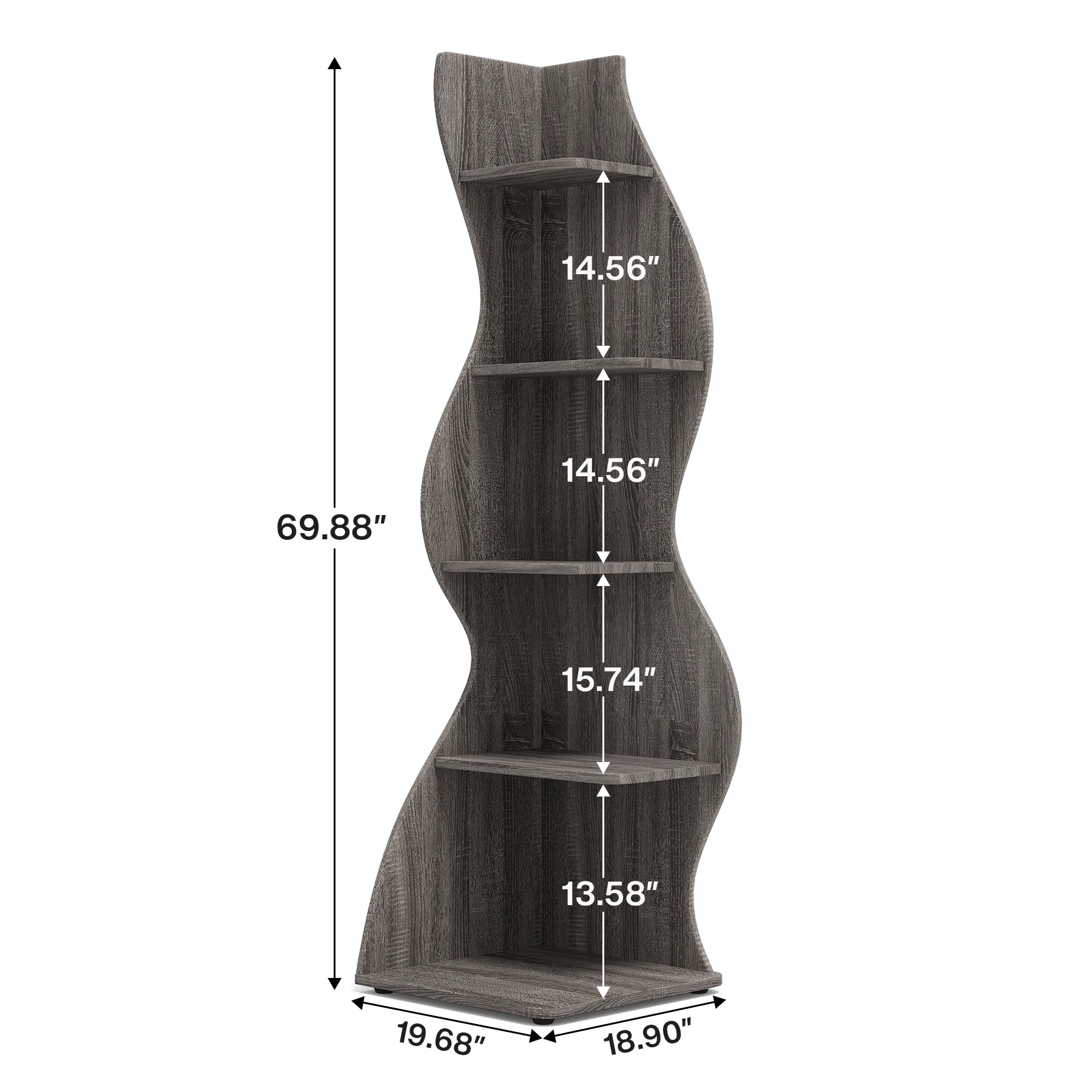 Tribesigns Corner Shelf, Modern 5-Tier Wall Corner Bookshelf, Stylish Corner Small Bookcase Storage Rack Plant Stand image 6