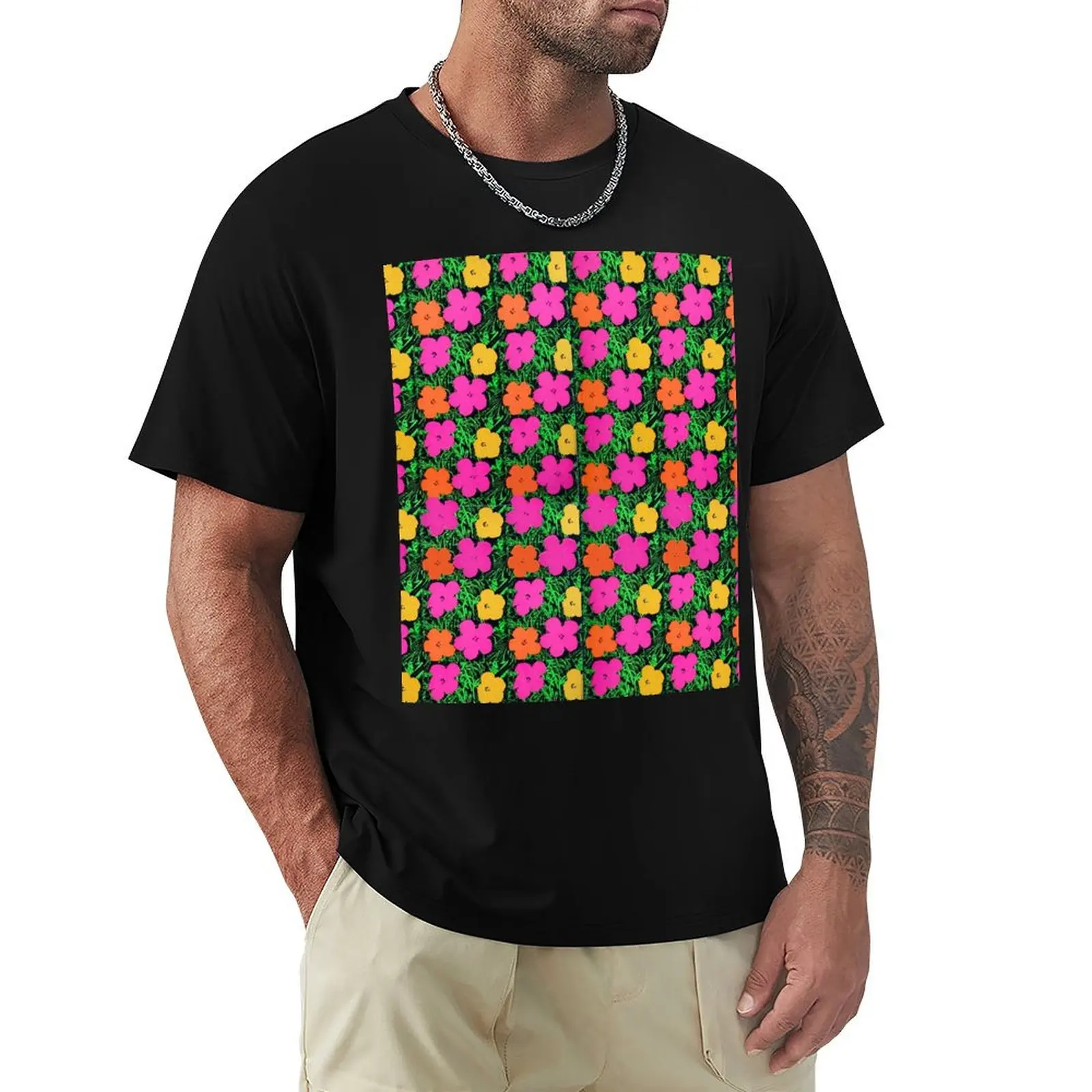 Warhol Pop Art Flower Pattern Accessories T-Shirt Street Art Print Tee Shirt