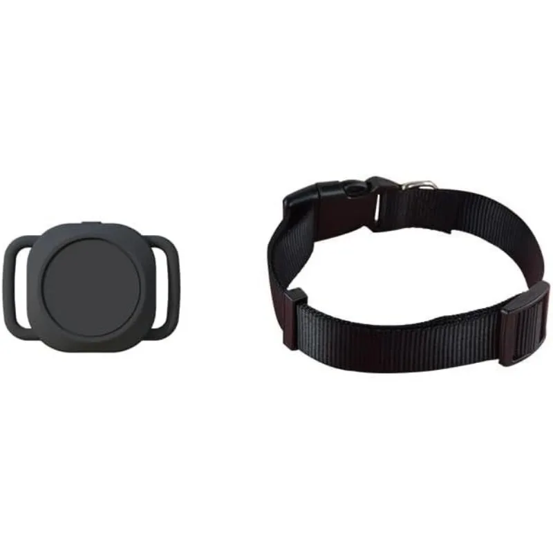 

Tracker for Pets with Neck Strap, No Monthly Fee, Works with Apple Find My (iOS Only), Replaceable Coin Battery(Black)