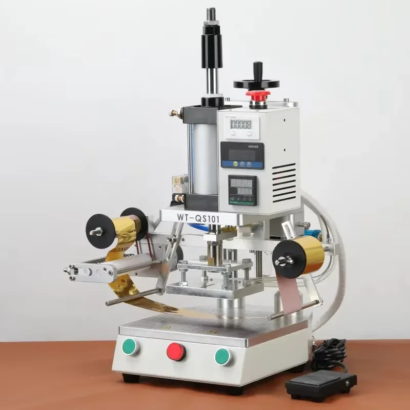 Pneumatic hot stamping machine, suitable for PVC cards, books, leather, wood, glass bottles, wooden spoons, paper bags