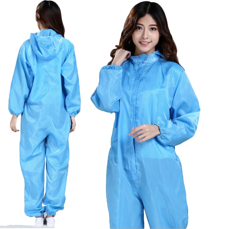 1pc Protection Suit Anti-Static Clothing One-piece Cleanness Hooded Work Clothes Food Machinery Electronic Workshop Clothing