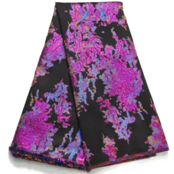 African Brocade Jacquard Lace Fabric 2024 High Quality Damask Lace 5Yards Diy Handmade Fabrics For Women Wedding Dress