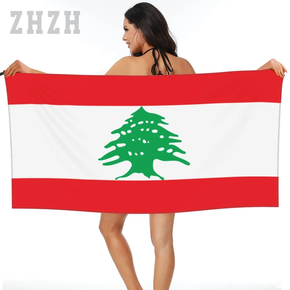 

More Design Lebanon Flag Emblem Bath Towel Quick dry Microfiber Absorbing Soft Water Breathable Beach Swimming Bathroom