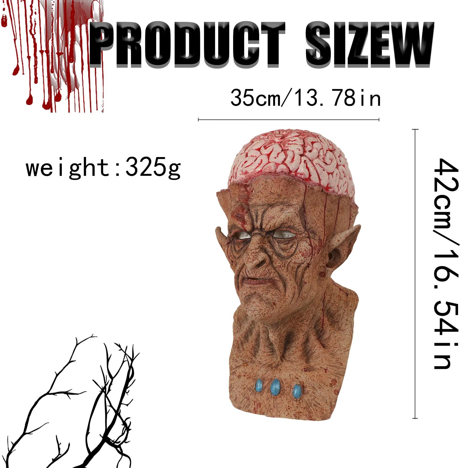 หน้ากากยางลาเท็กซ์รูปหัวแวมไพร์สยองขวัญ หน้ากากซอมบี้ หน้ากากปีศาจเหมือนจริง สำหรับคอสเพลย์ฮาโลวีน สำหรับผู้ใหญ่