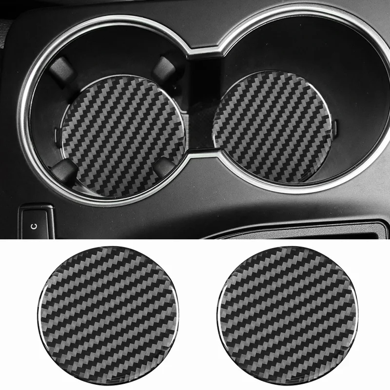 2Pcs Car Carbon Fiber Pattern Coaster Non Slip Water Cup Mat Anti-Dirt for Hyundai Genesis g70 g80 g90 gv80 gv70 Car Accessories