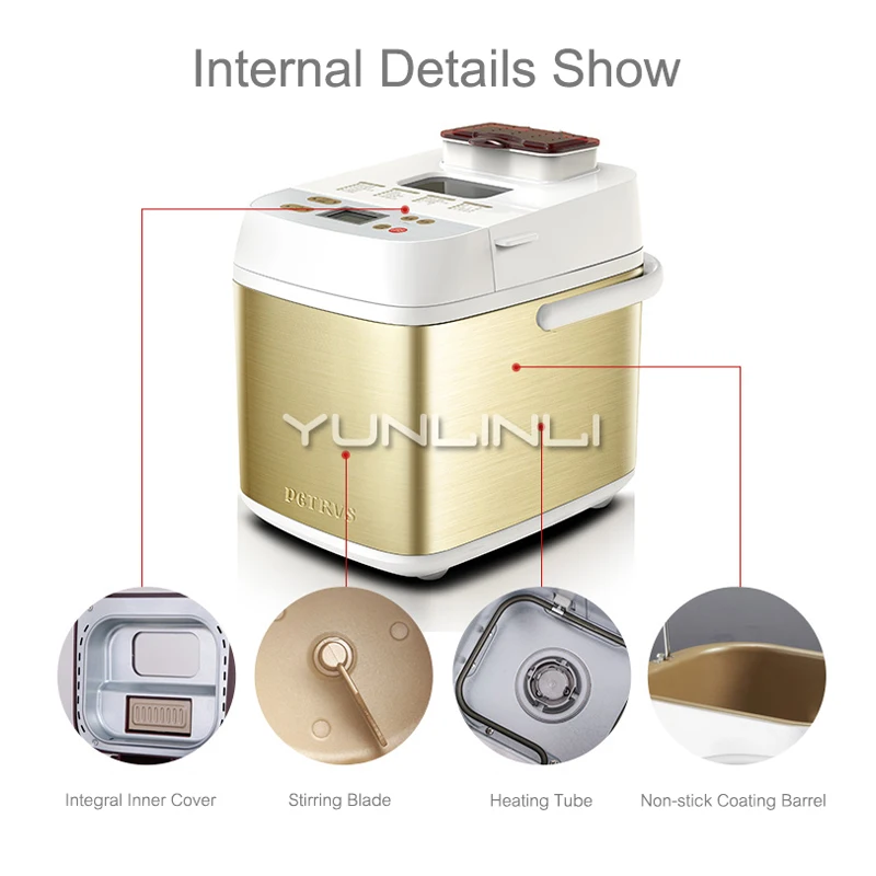 Automatic Bread Maker Household Bread Making Machine Multifunction Ice-cream Function Bread Baking Cooking Tool Toaster