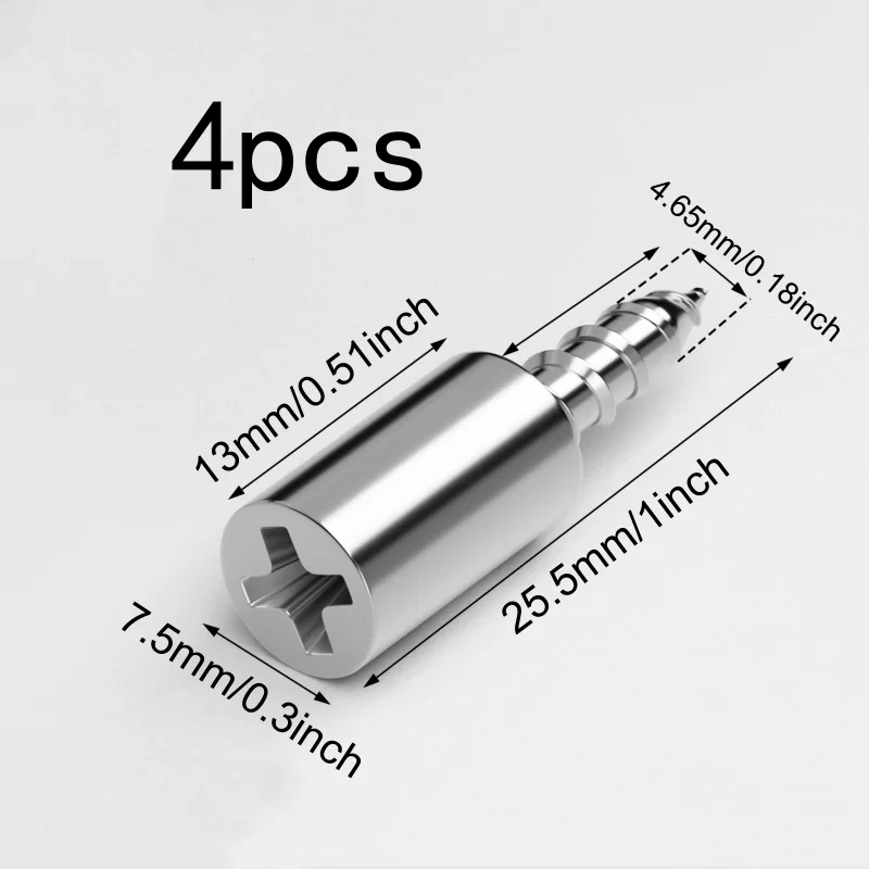 4Pcs Heavy Duty Metal Shelf Support Pegs with Screws, Self-Tapping Furniture Hardware for Cabinet & Planks