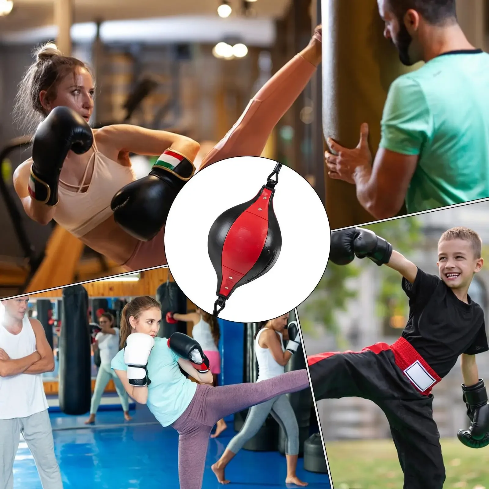 Neuer tragbarer Trainings-Boxball mit doppeltem Ende, flexibles PU-Leder, Fitness- und Koordinationstrainingsgerät für den Rumpf – Detail 5