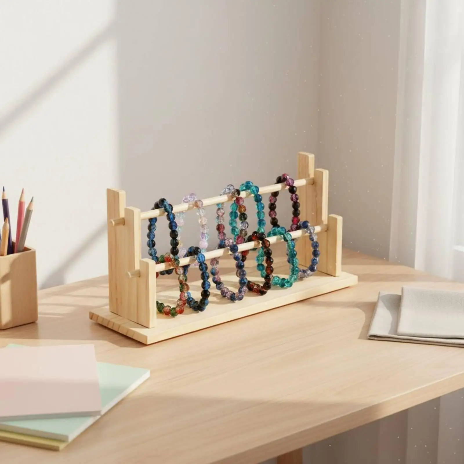 Space Efficient Hair Hoop Shelf Wooden Headband Storage Rack for Teen Girls Bedroom Accessories