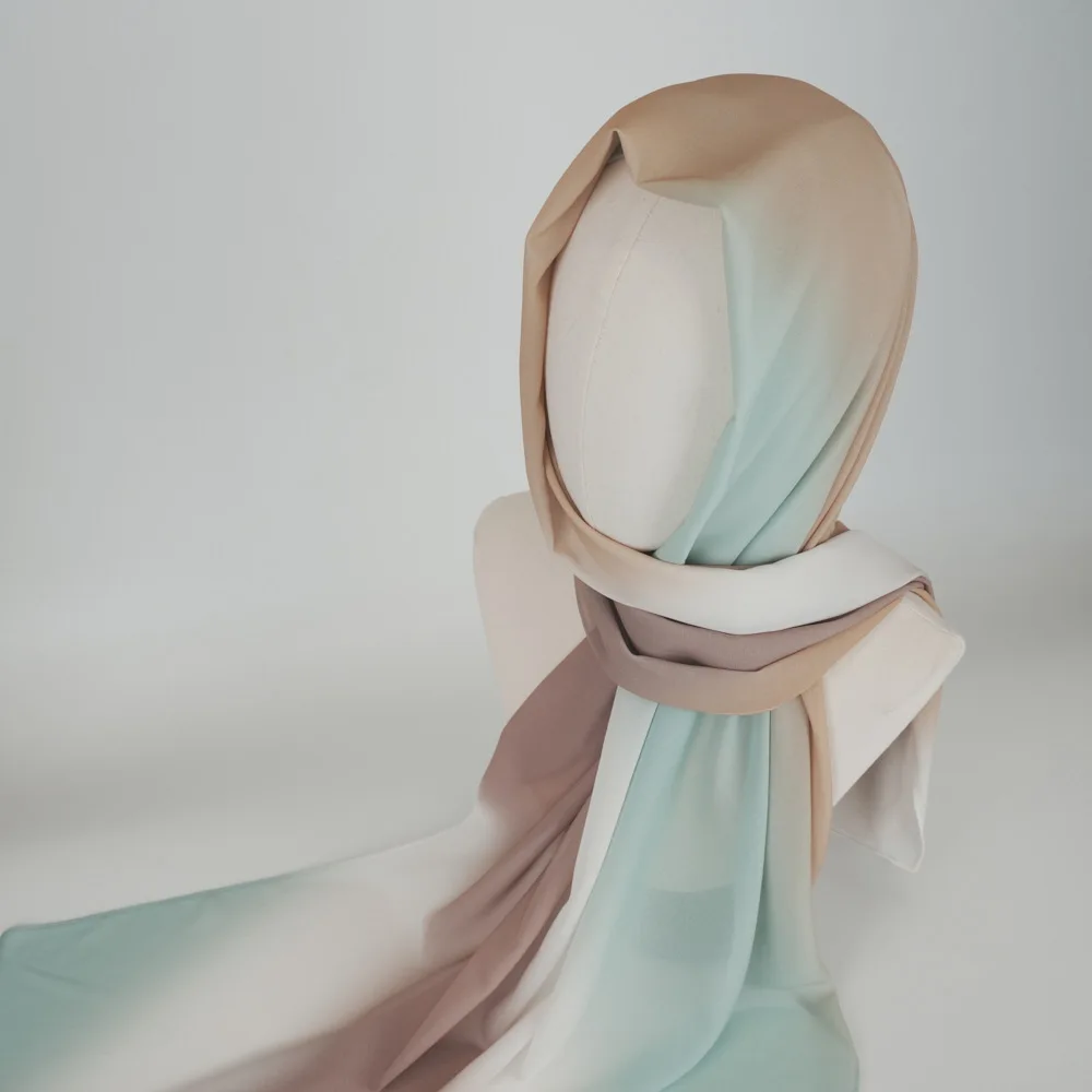 New Gradient Tie-dye Chiffon Hijab Scarf Headscarf Turbans for Women Chiffon Hijabs for Woman Shawls Headband Wrap Head Scarves