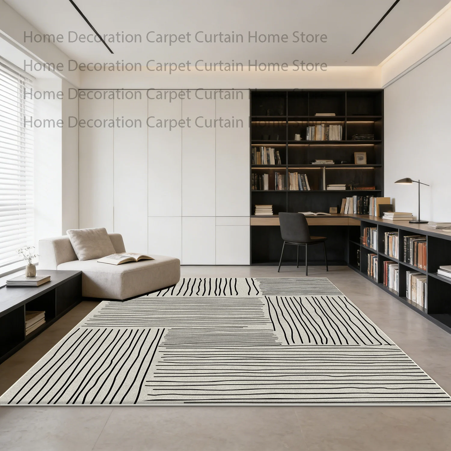 Modern Style Carpet Lines Simple Living Room Decoration Bedroom Cloakroom Rugs Study Non-slip Easy Cleaning Floor Mat Large Size