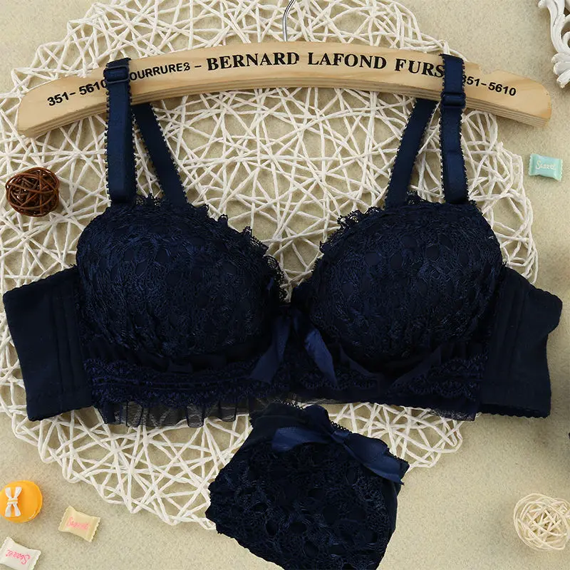 Push Up Women Bra Set Lace Seamless Bralette Cotton Underwear Wire Free Sweet Girl Students Lingerie With Panties Sexy Lingeries