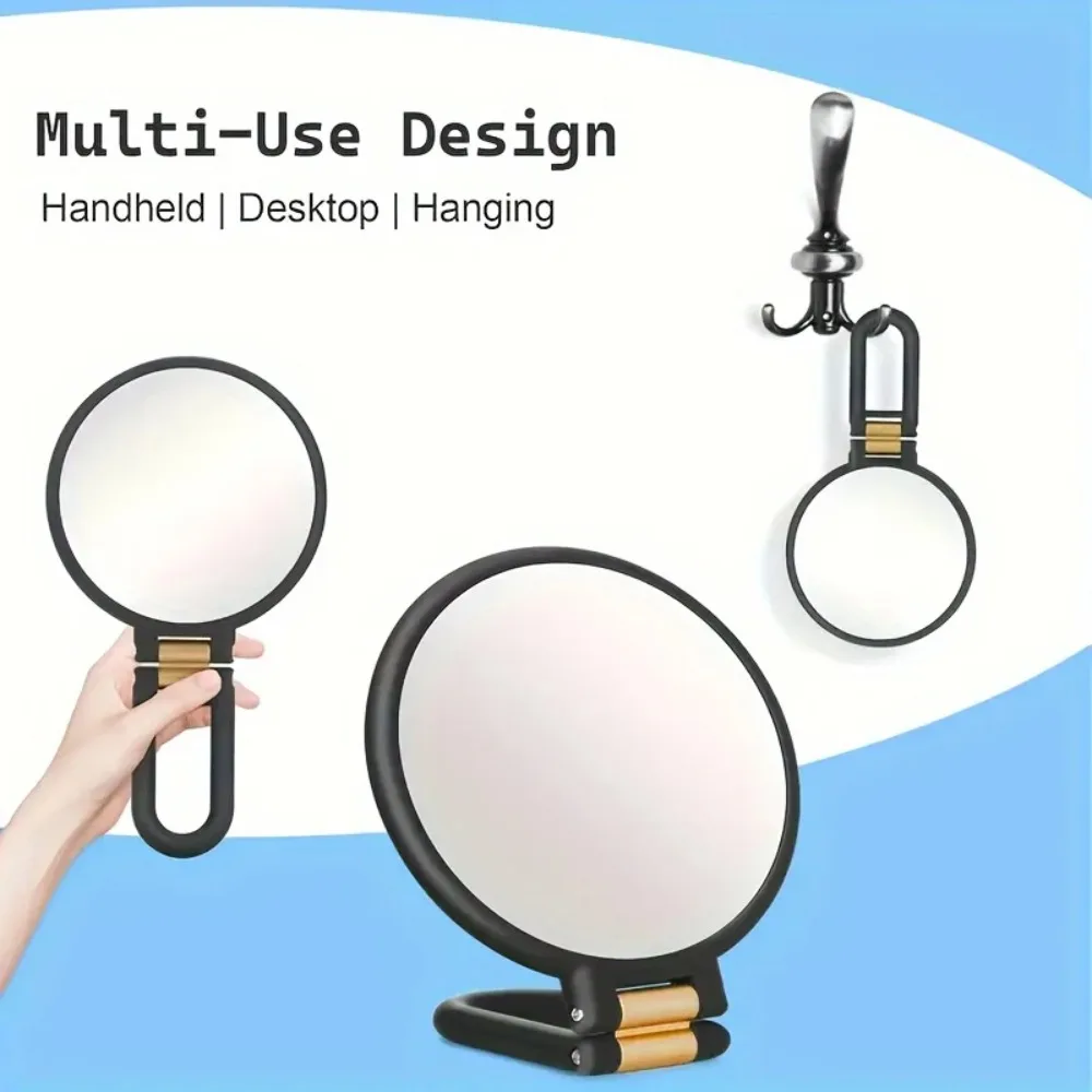 Dual Sided Magnifying Mirror – 1X & 30X for Precision Tasks, 360° Swivel Travel Vanity Mirror, Black & Gold Frame