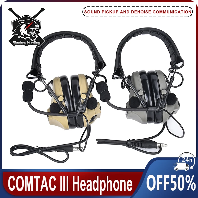 

WADSN Tactical COMTAC III Headphone Active Pickup Noise Canceling Hearing Protection Hunting Communication Earphone 7.0 mm Plug