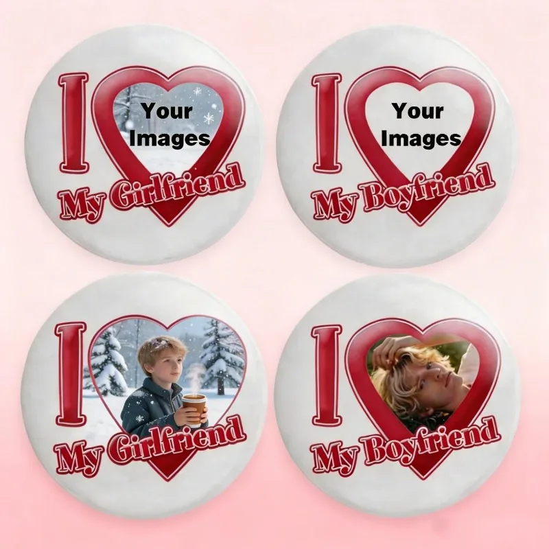 

Custom Couple Pins I Love My Boyfriend Girlfriend Tinplate Brooches Personalized Photos Images Lapel Badges DIY Valentines Gifts