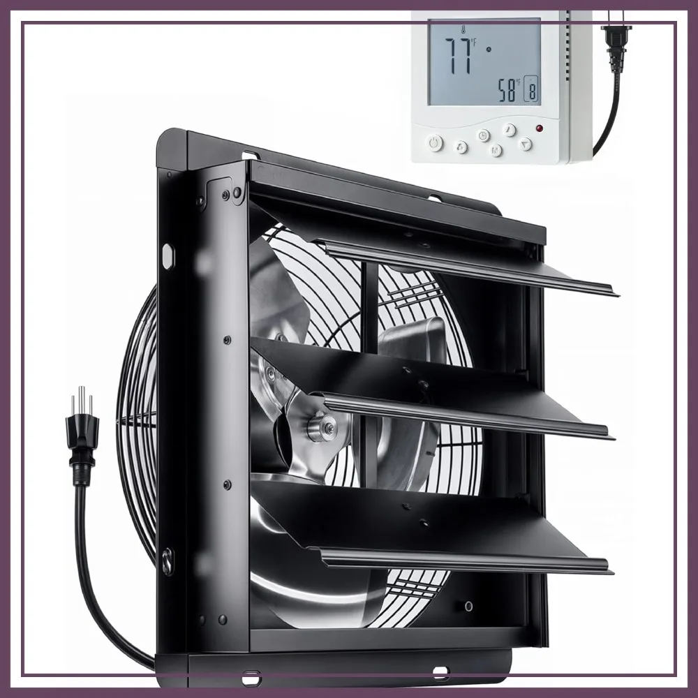 

16'' Wall Mount Exhaust Fan with Wireless Remote, 2800 CFM, 8-Speed, Temperature Controller for Attic, Garage, Greenhouse