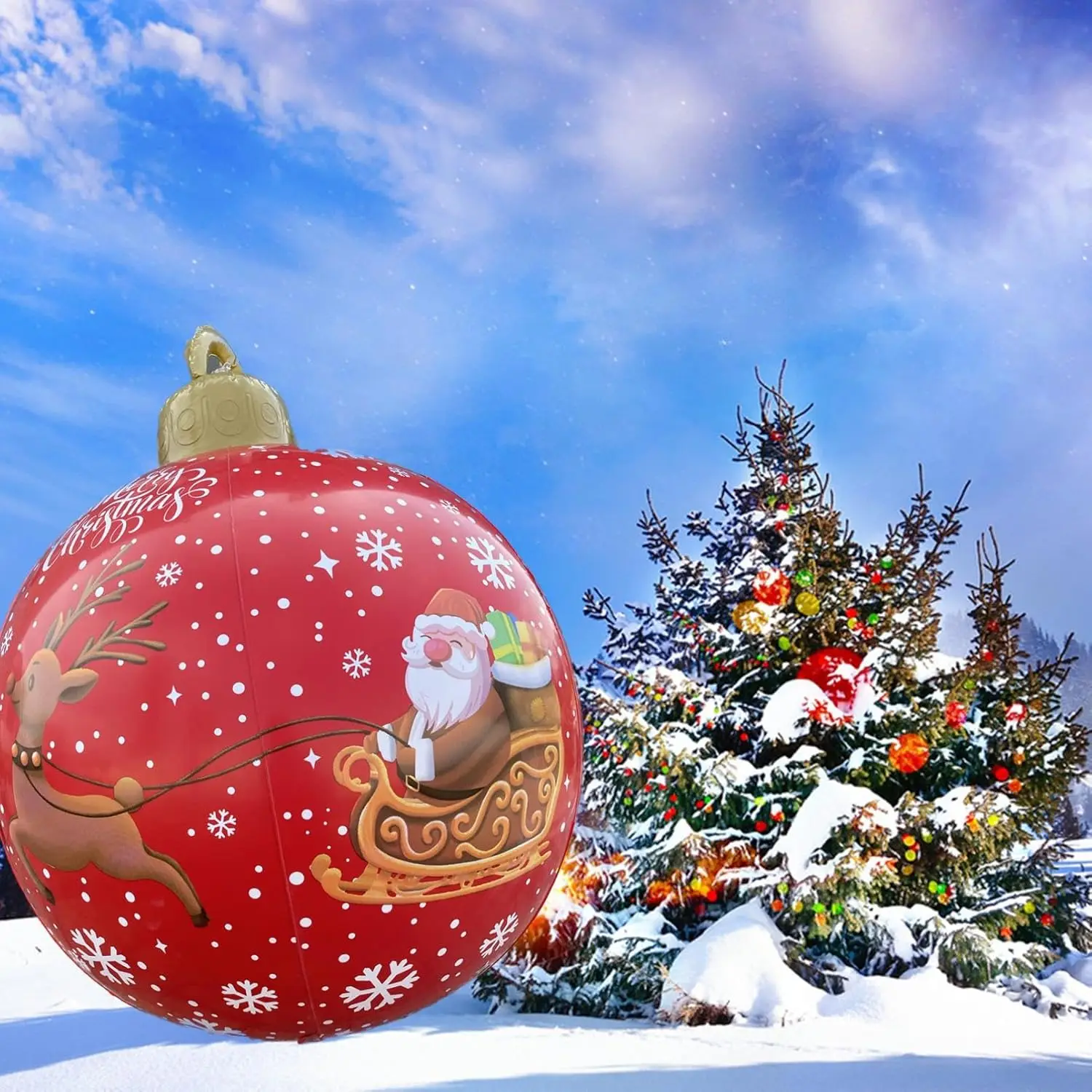 32 Inch Giant Pvc Christmas Decorated Ball Inflatable Outdoor Holiday Yard Decorations Christmas Yard Decorations