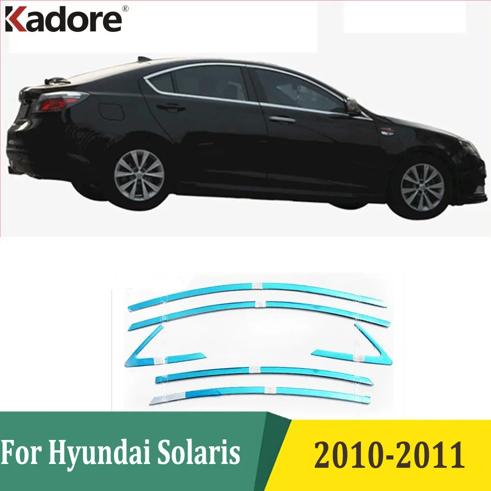 

Молдинги для окон для Hyundai Solaris 2010 2011, полоски, защитная рамка, крышка, отделка, Аксессуары для внешней отделки автомобиля, нержавеющая сталь