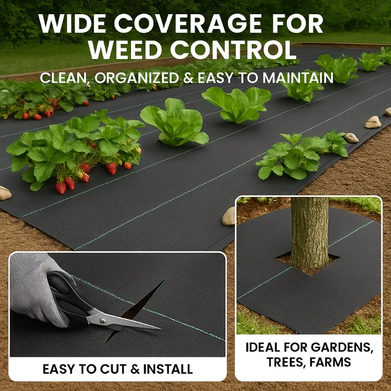 Heavy Duty Grass Proof Fabric with Green Guide Line - Durable PP Woven Landscape Fabric, Suitable for Gardens