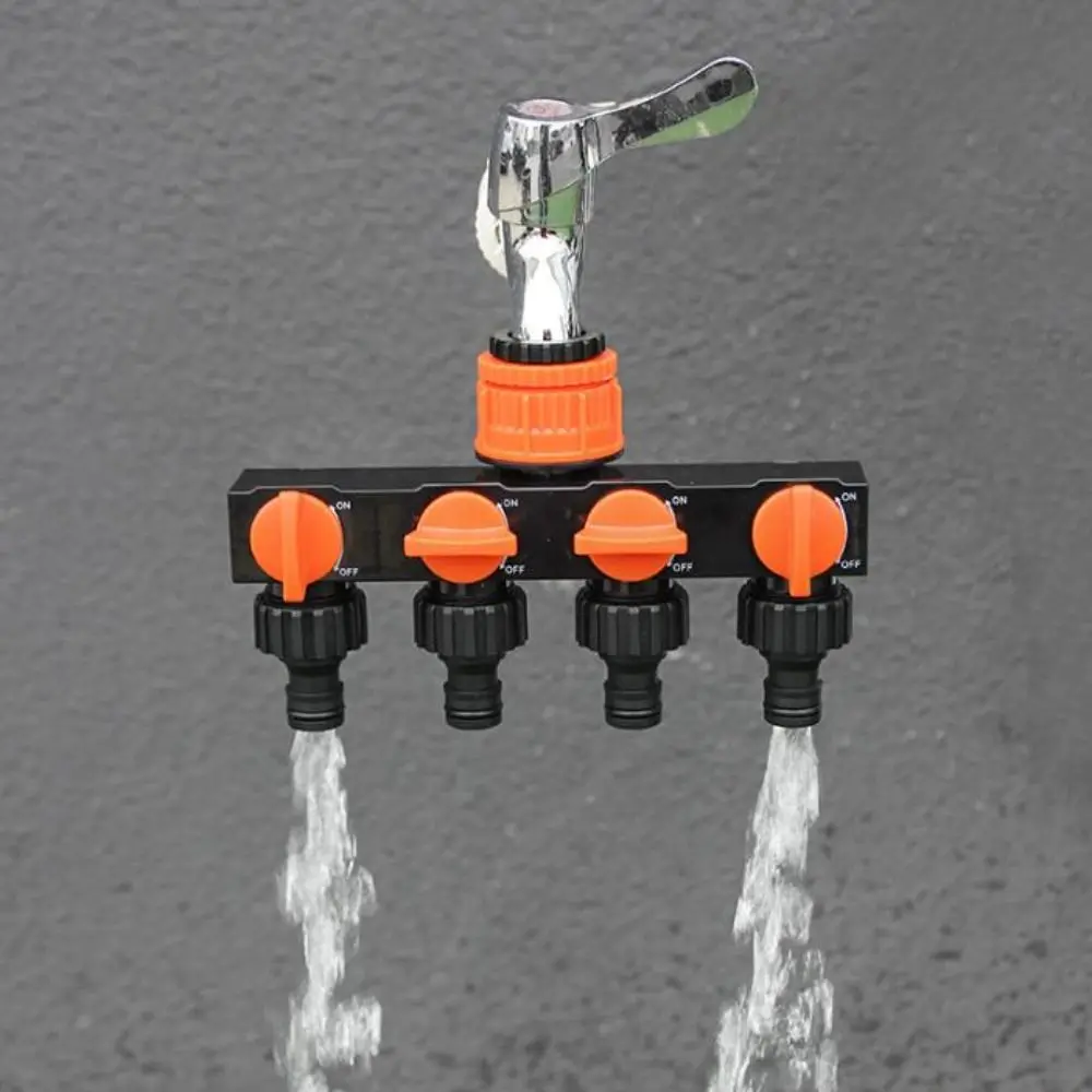 4-Way Independent Garden Hose Splitter With Valve Water Switch 4-Way Faucet Diverter Water Distributor