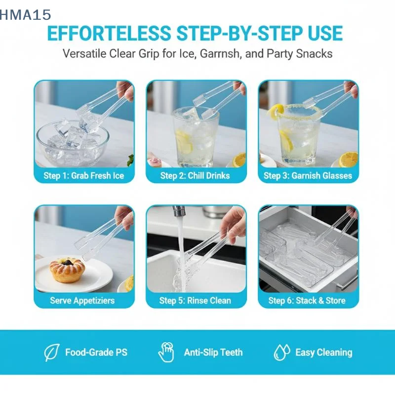 【YA】5PCS Reusable Plastic Transparent Ice Clip Buffet Serving Tongs Dessert Candy Kitchen Tongs For Cooking Clip Ice Clamp
