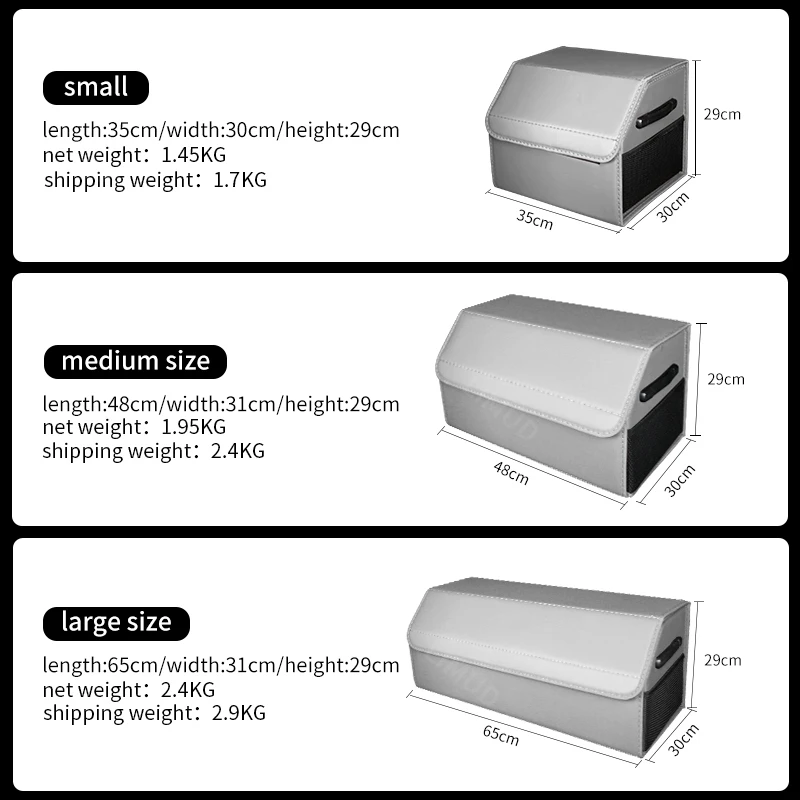 صندوق تخزين سعة كبيرة قابل للطي لسيارة فولكس فاجن جولف 4 5 7 VW ID3 ID4 ID.Buzz Polo Passat B6 منظم صندوق السيارة 1 قطعة جلد PU #6
